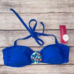 NWT Bikini Top with Gorgeous Center Brooch